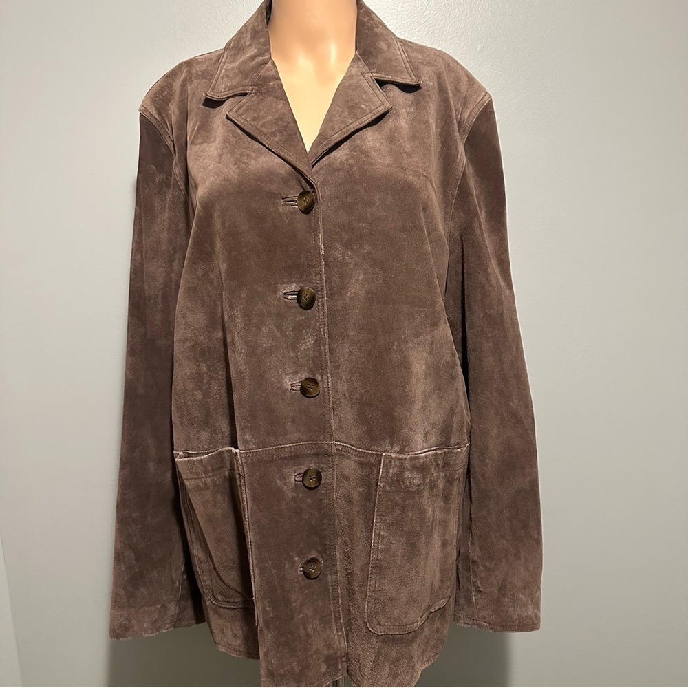 David Brooks Women's Suede Leather Button Front Jacket